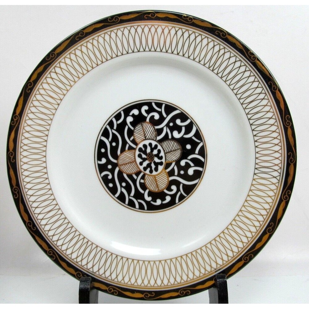 Georges Briard Royal Tapestry 7.5” Salad Plates Black Gold Pristine Bundle of 4